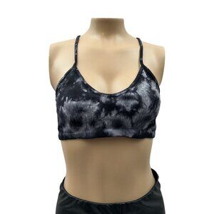 Anthropologie Seamless Ribbed Sports Bra Strap Back Workout Yoga Tie-Dye Black S
